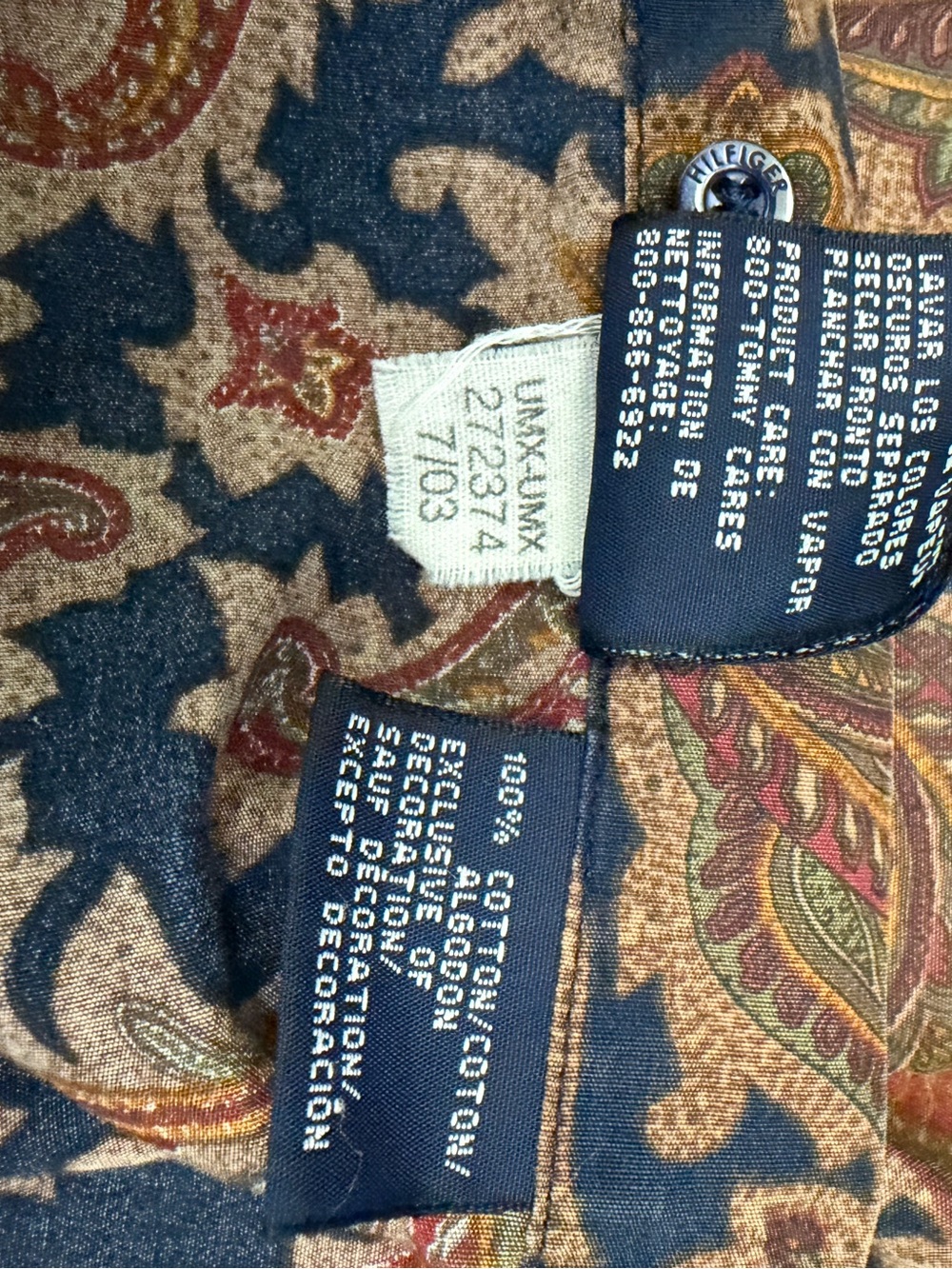 Tommy Hilfiger Shirt Mens 2XL/ XXL Paisley Floral Long Sleeve Button-Up Cotton - Picture 6 of 8